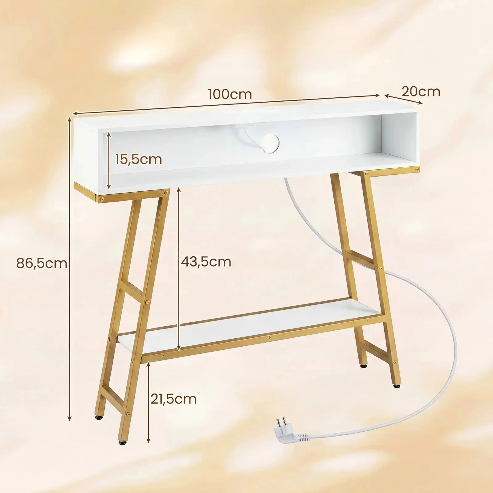 Masa auxiliara Costway JV13565DE-WH (White/Gold) - 3