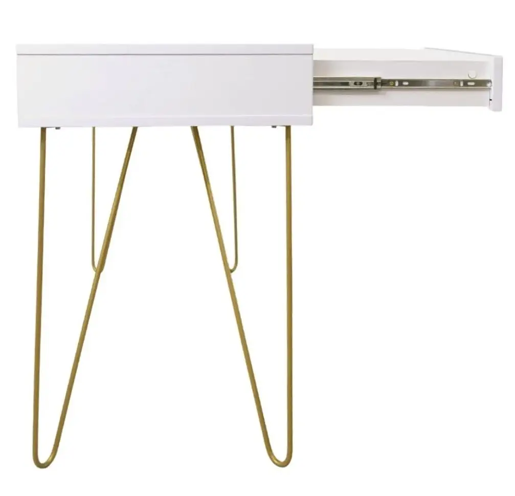 Masa auxiliara DP Mia cu sertar (White/Gold)