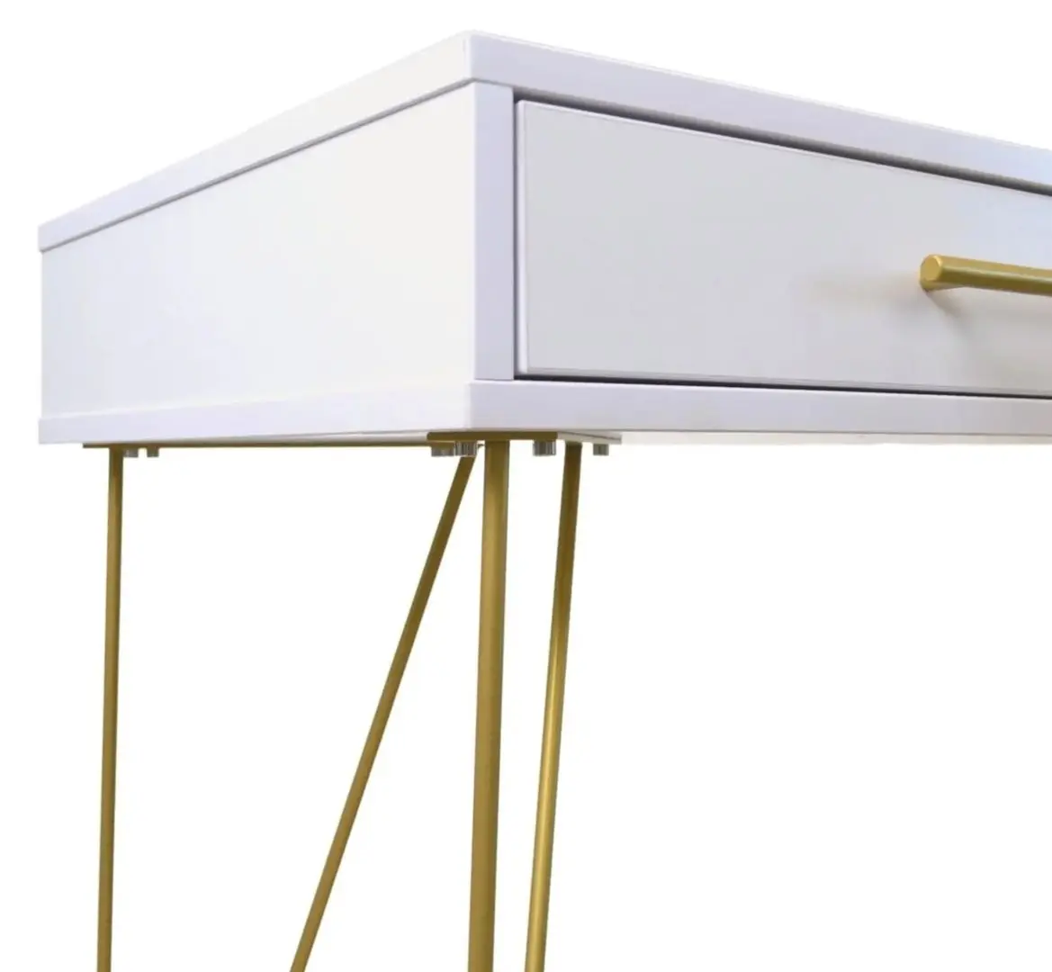 Masa auxiliara DP Mia cu sertar (White/Gold)