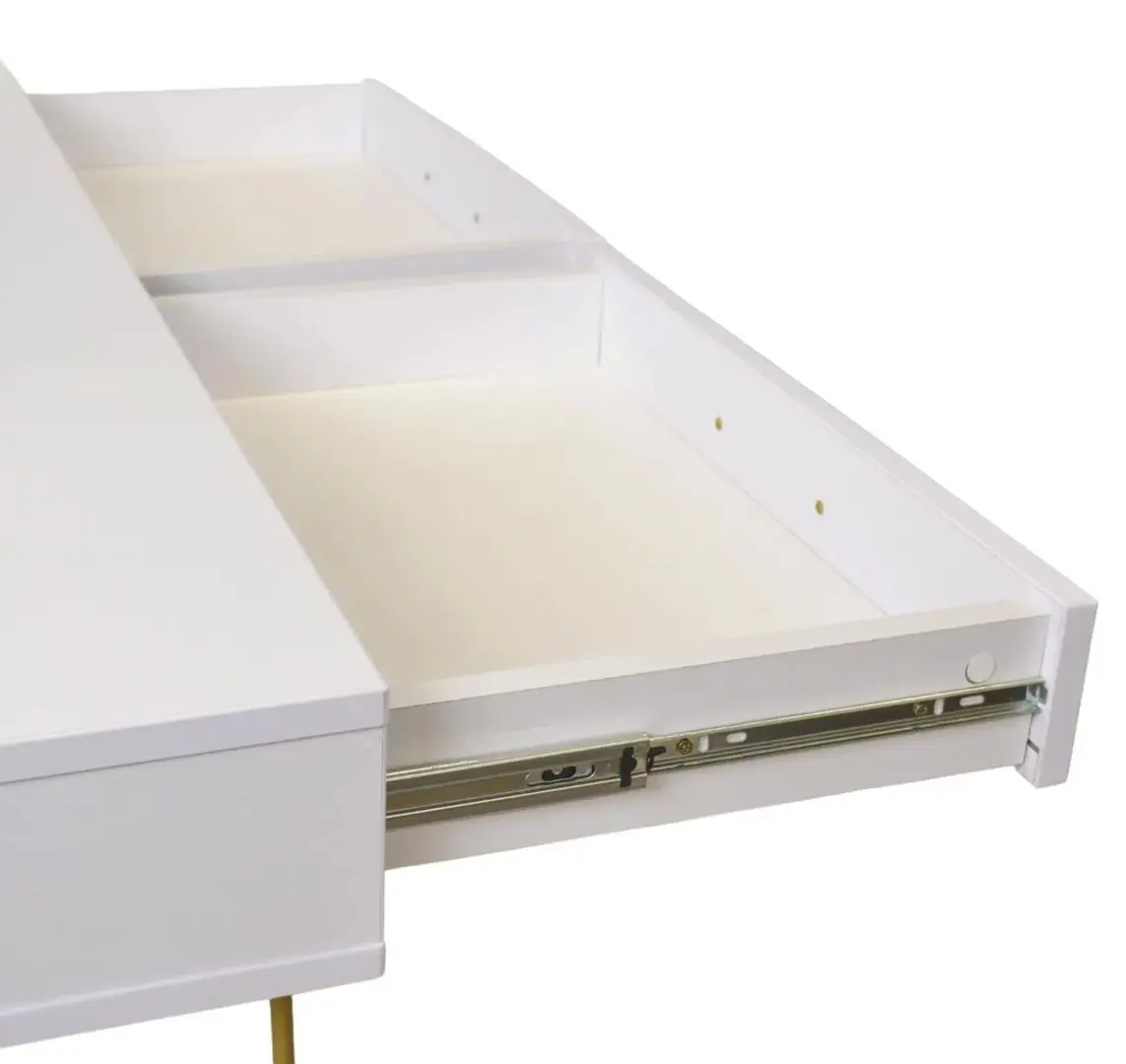 Masa auxiliara DP Mia cu sertar (White/Gold)