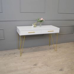 Masa auxiliara DP Mia cu sertar (White/Gold) Thumb