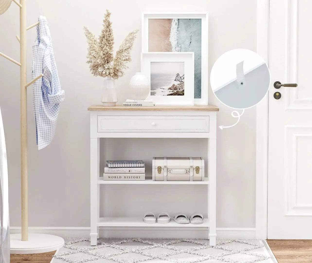 Консольный стол Homcom 837-046 75x27x80 cm (White/Oak)