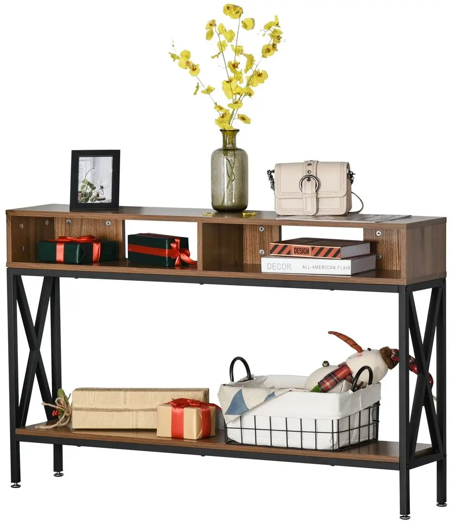 Masa auxiliara Homcom 837-078 120x75x23 cm (Walnut/Black) - 4