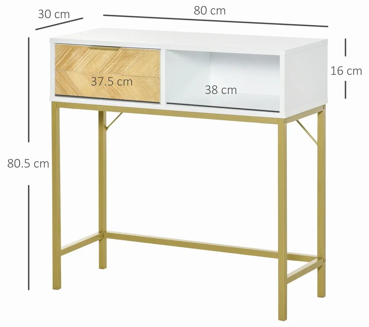 Консольный стол Homcom 837-154 80x30 cm (White/Oak/Gold)
