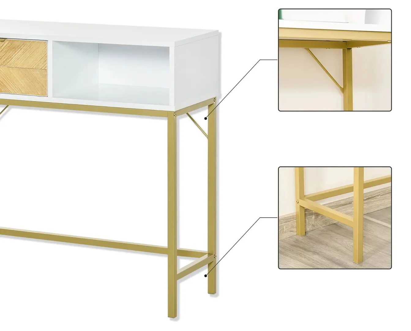 Консольный стол Homcom 837-154 80x30 cm (White/Oak/Gold)