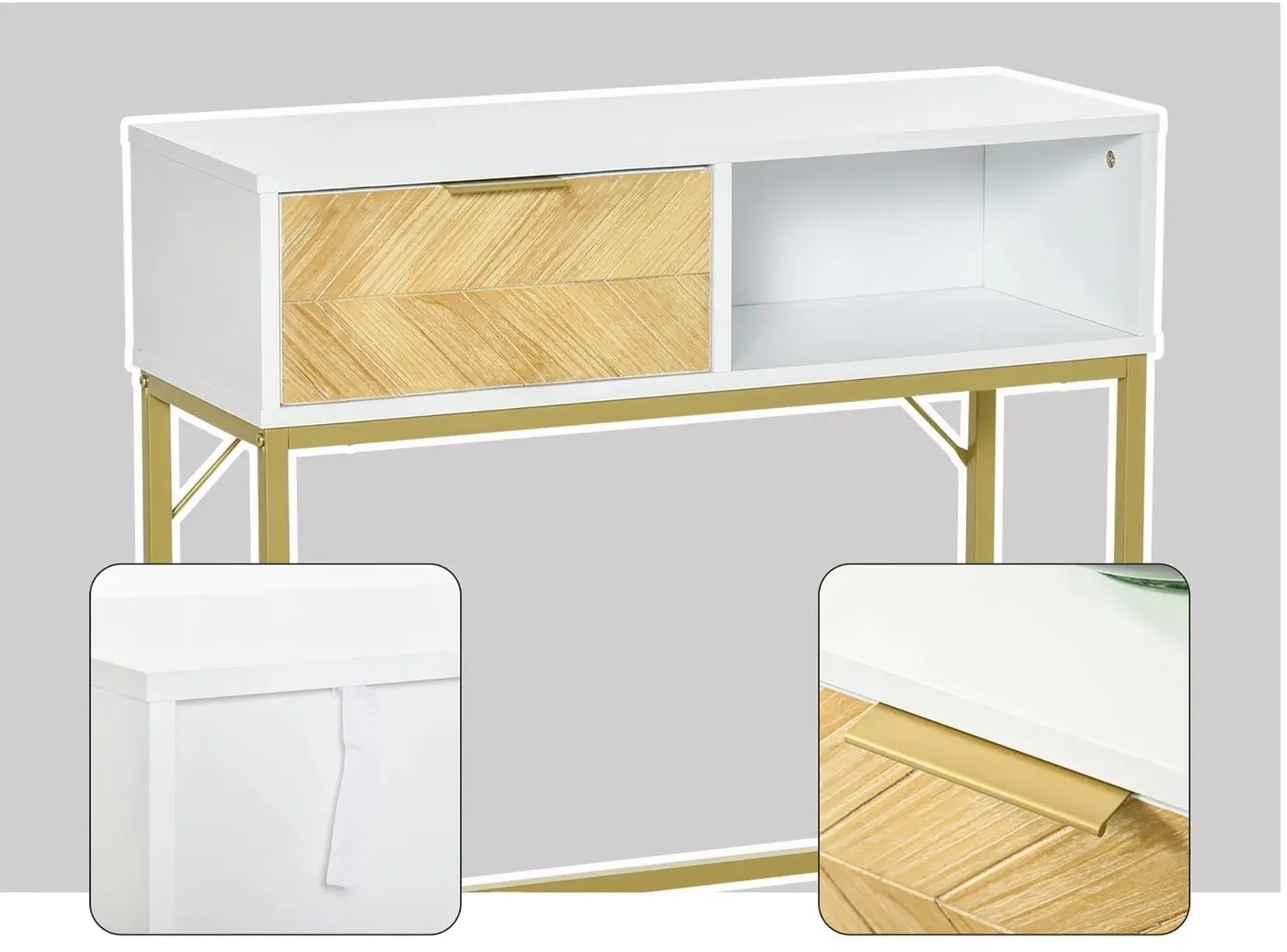 Консольный стол Homcom 837-154 80x30 cm (White/Oak/Gold)