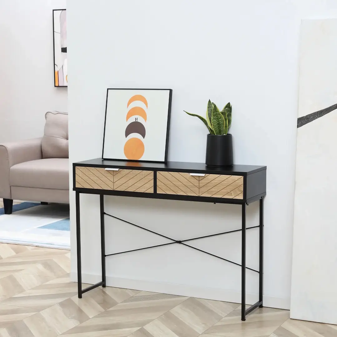 Консольный стол Homcom 837-198BK (Black/Natural)