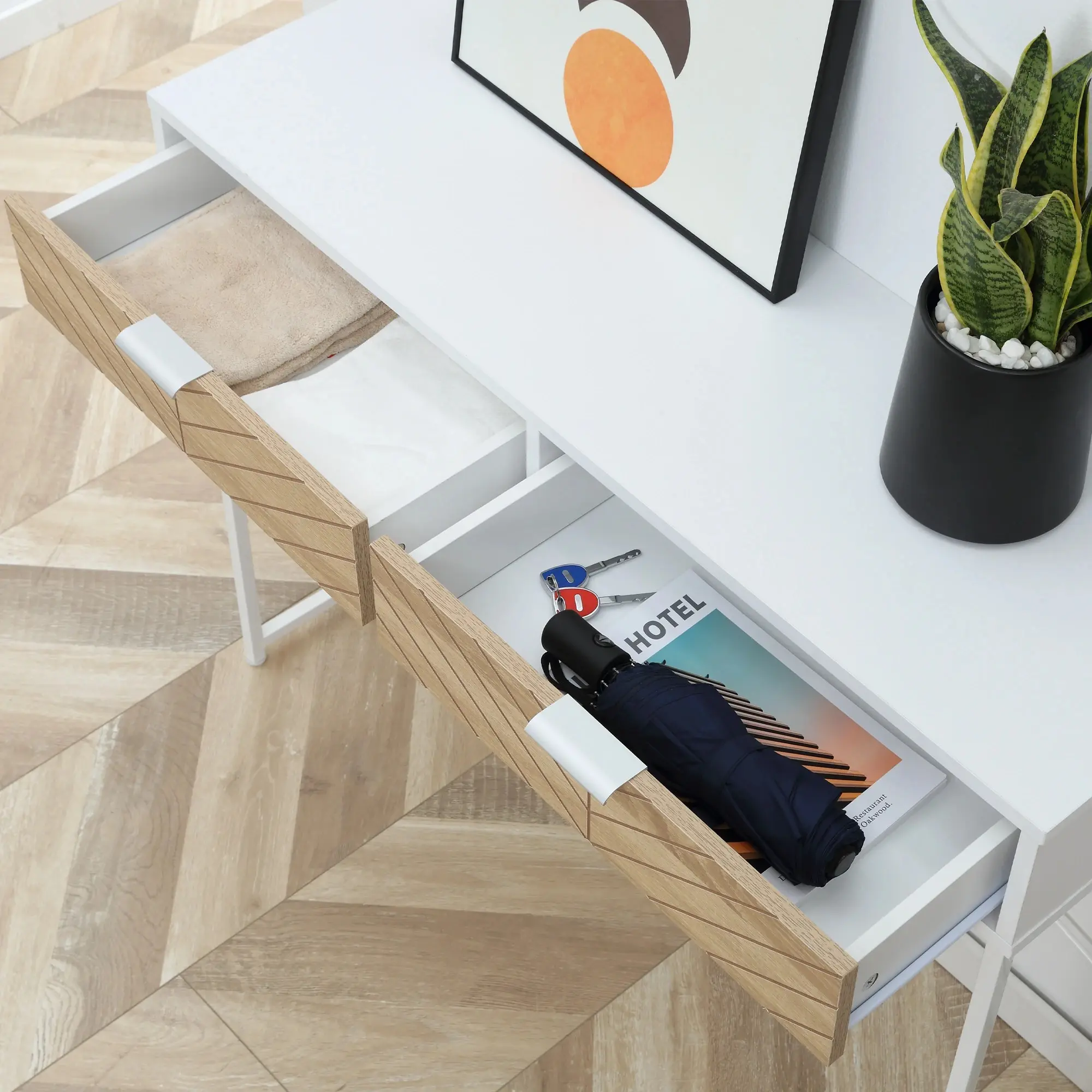 Консольный стол Homcom 837-198WT (White/Natural) - 7