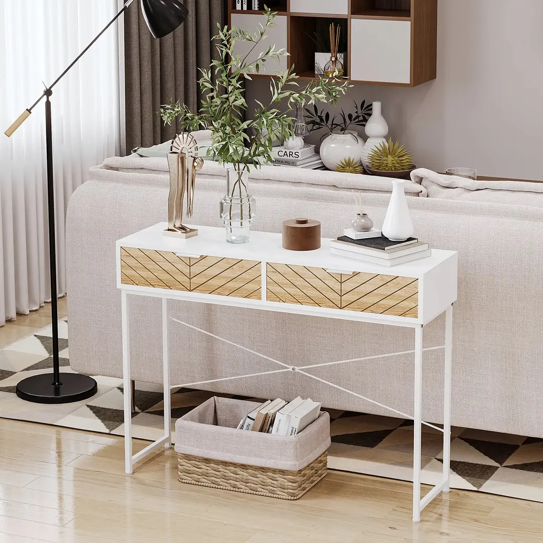 Консольный стол Homcom 837-198WT (White/Natural)