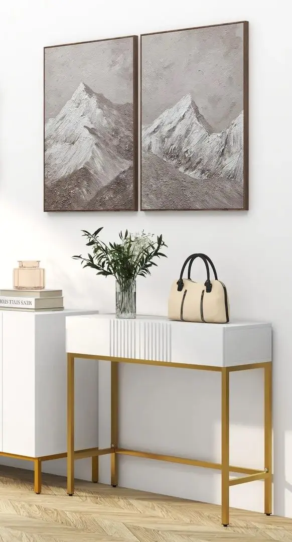 Masa auxiliara Homcom 837-471V80WT (White/Gold) - 2