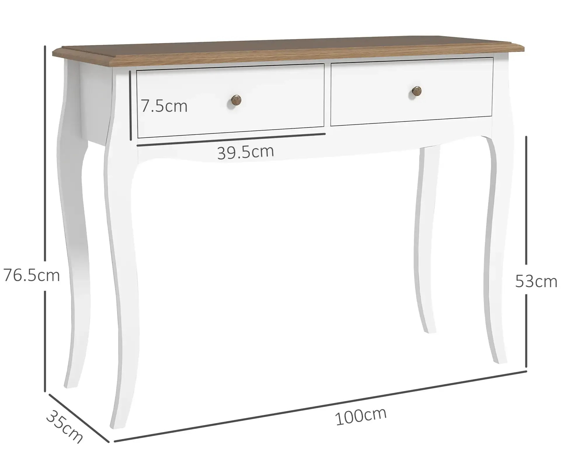 Masa auxiliara Homcom 837-524V00WT (White/Brown) - 2