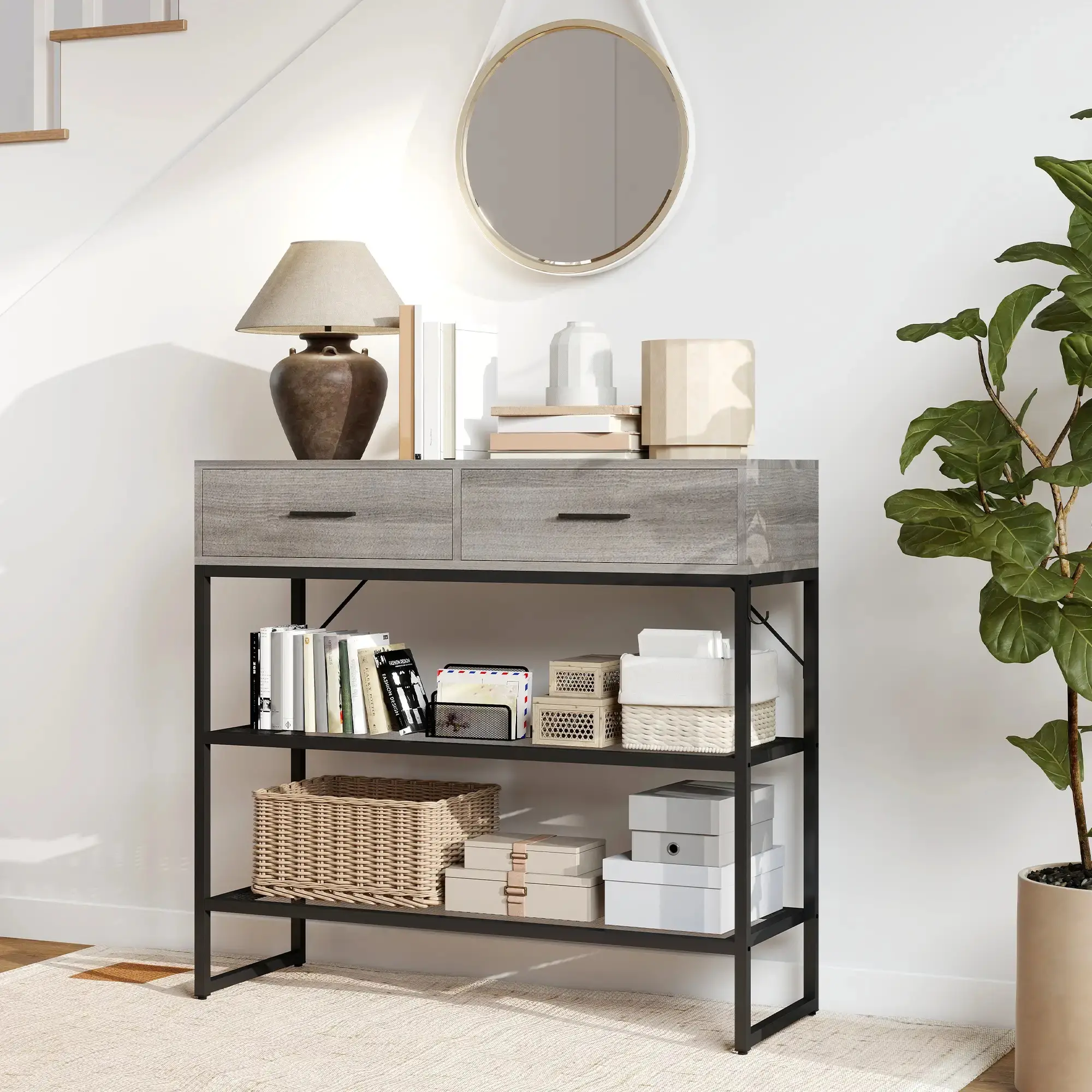Консольный стол Homcom 837-668V00ND (Light Grey/Black) - 8