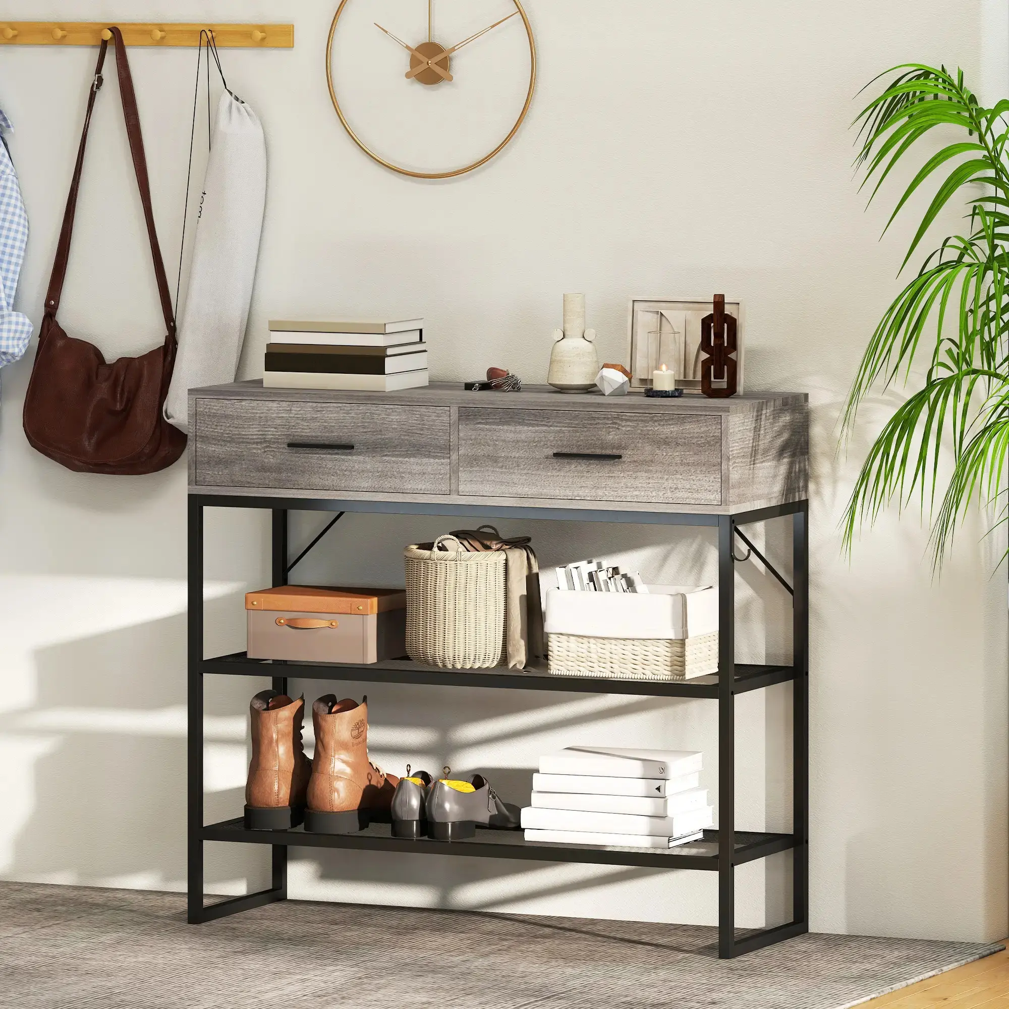 Консольный стол Homcom 837-668V00ND (Light Grey/Black) - 9