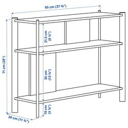 Masa auxiliara Ikea Jattesta 95x30 (Alb/Bambus Deschis) Thumb