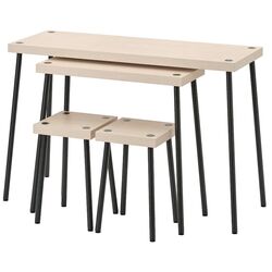 Set mese taburete Ikea Fridnas 2+2 (Negru/Aspect mesteacan)