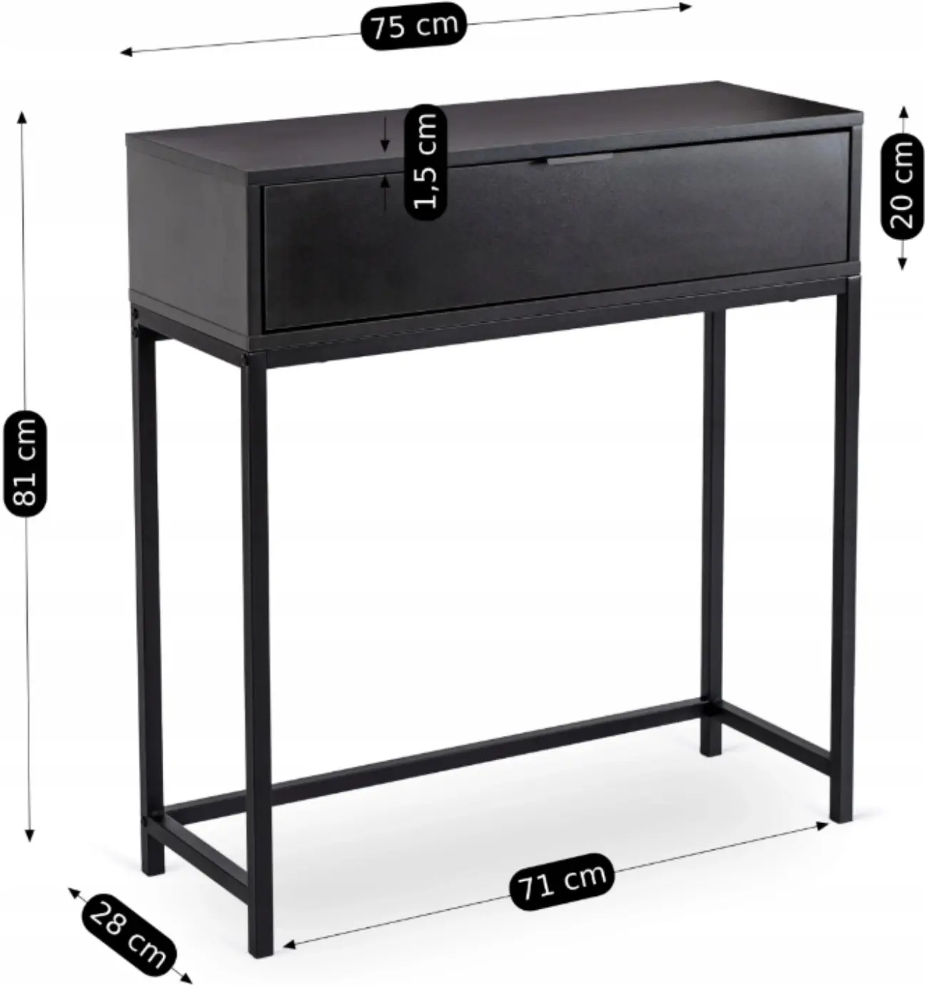 Masa auxiliara Mebel Elite Petra (Black) - 6