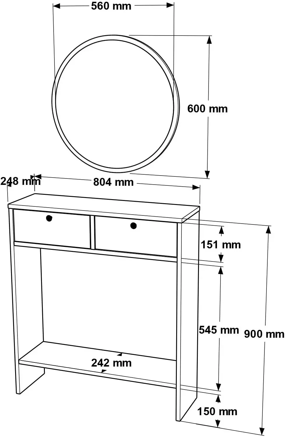 Masa auxiliara Mirage Design Larris LR1-W (White)