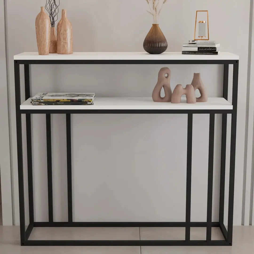 Masa auxiliara Prestige Siena 2 Layer 100x25x90 (White/Black)