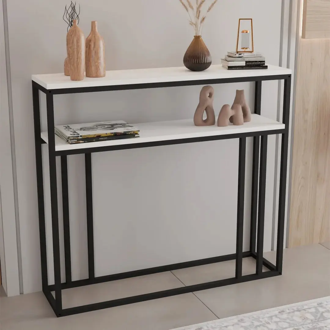 Masa auxiliara Prestige Siena 2 Layer 100x25x90 (White/Black)