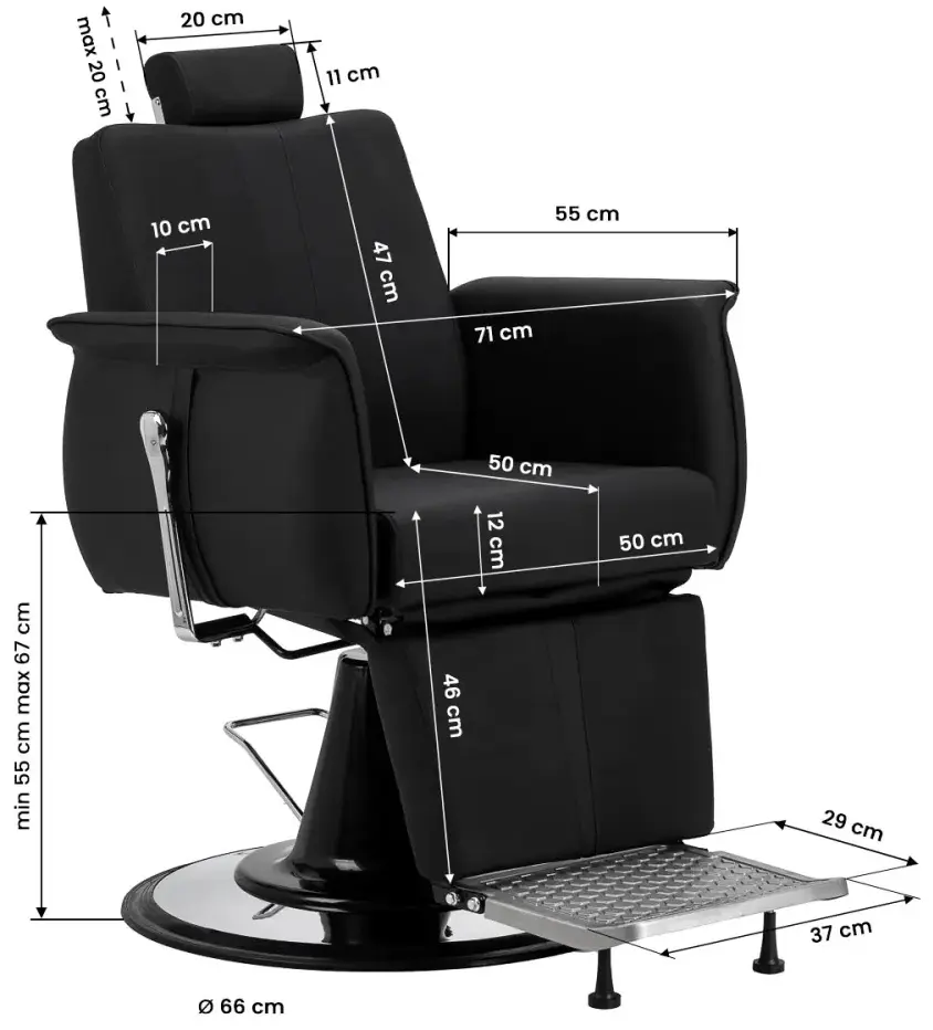 Fotoliu de coafor Gabbiano Athena 155289 (Black) - 3