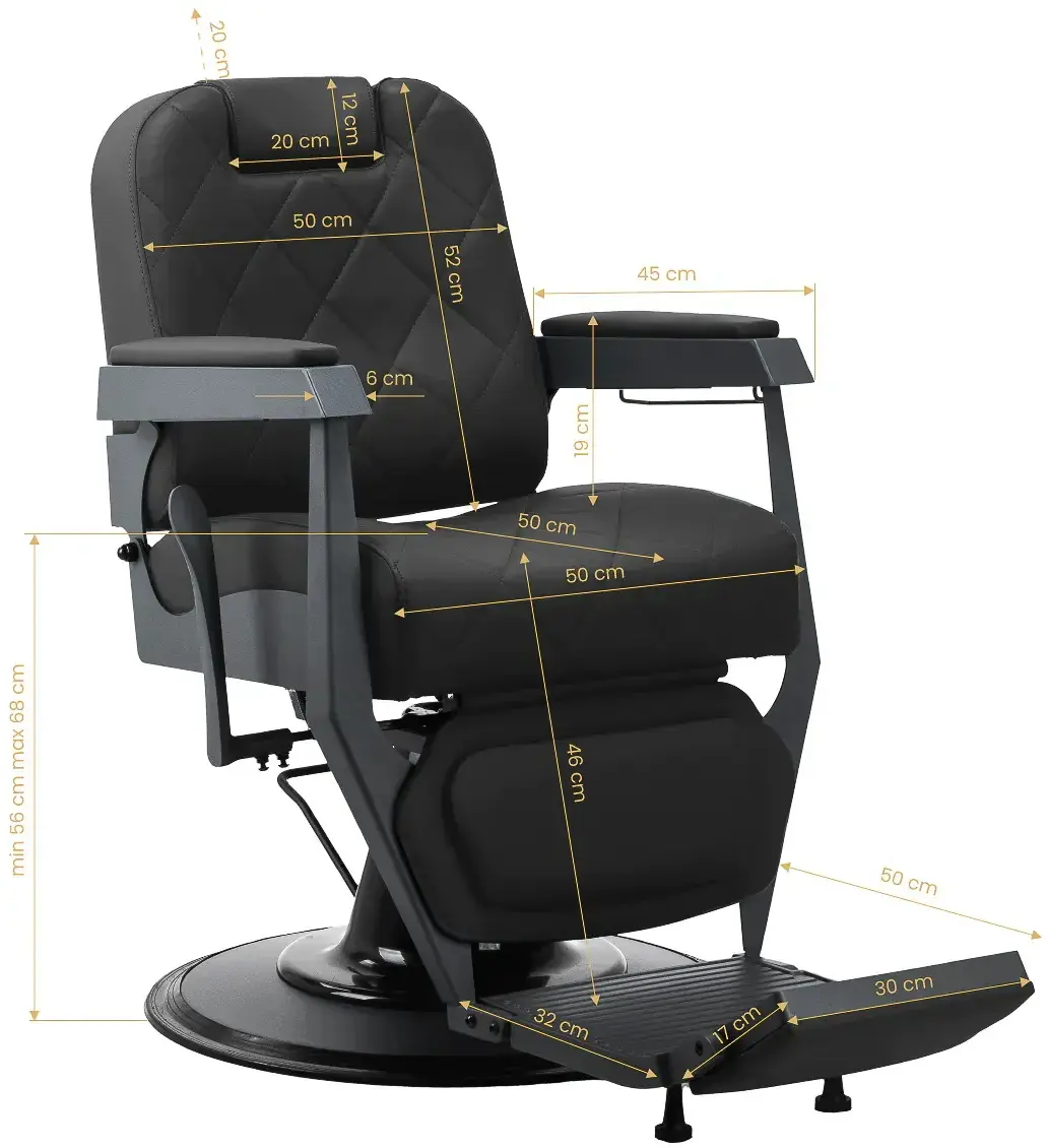 Кресло парикмахерское Gabbiano Bruno 153410 (Black/Grey) - 11