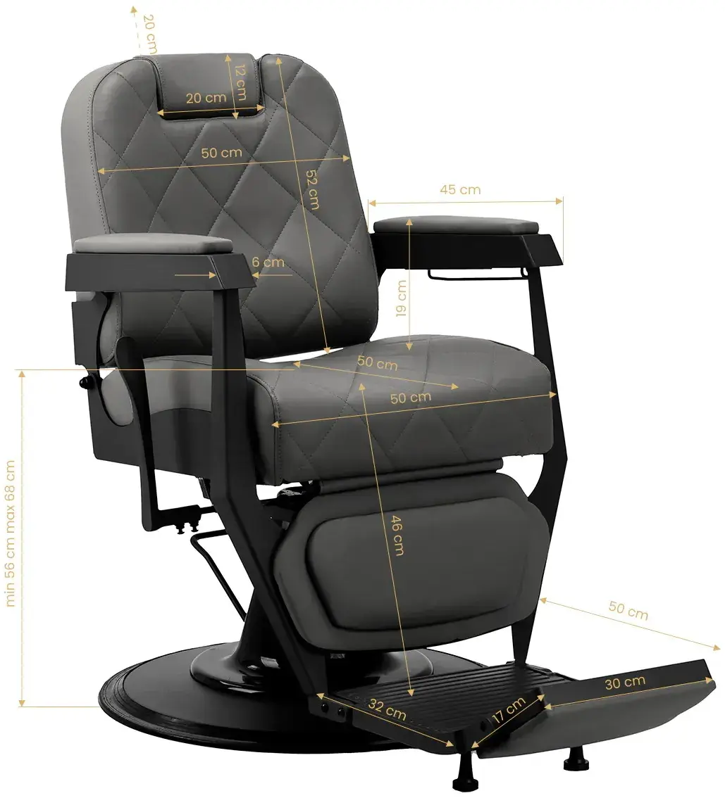Кресло парикмахерское Gabbiano Bruno 155763 (Grey/Black) - 11