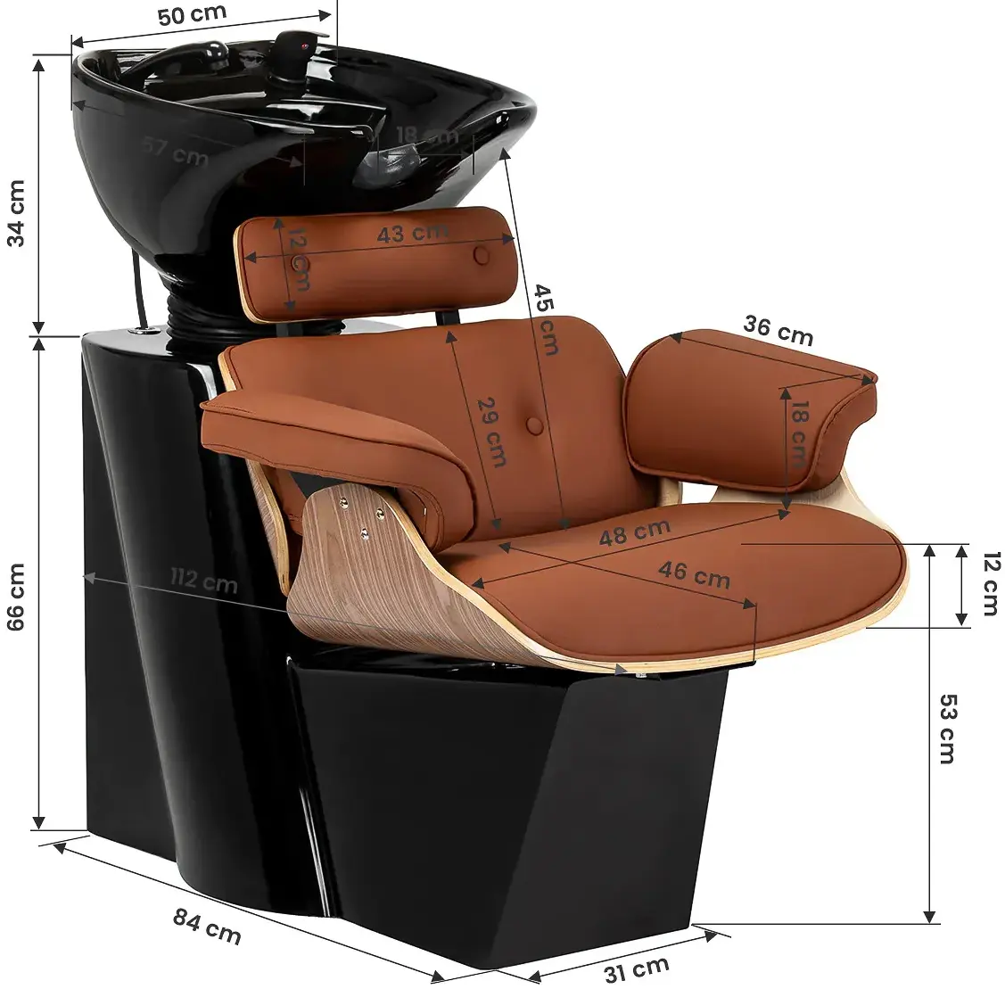 Кресло парикмахерское Gabbiano Florencja 155654 (Black/Brown) - 2