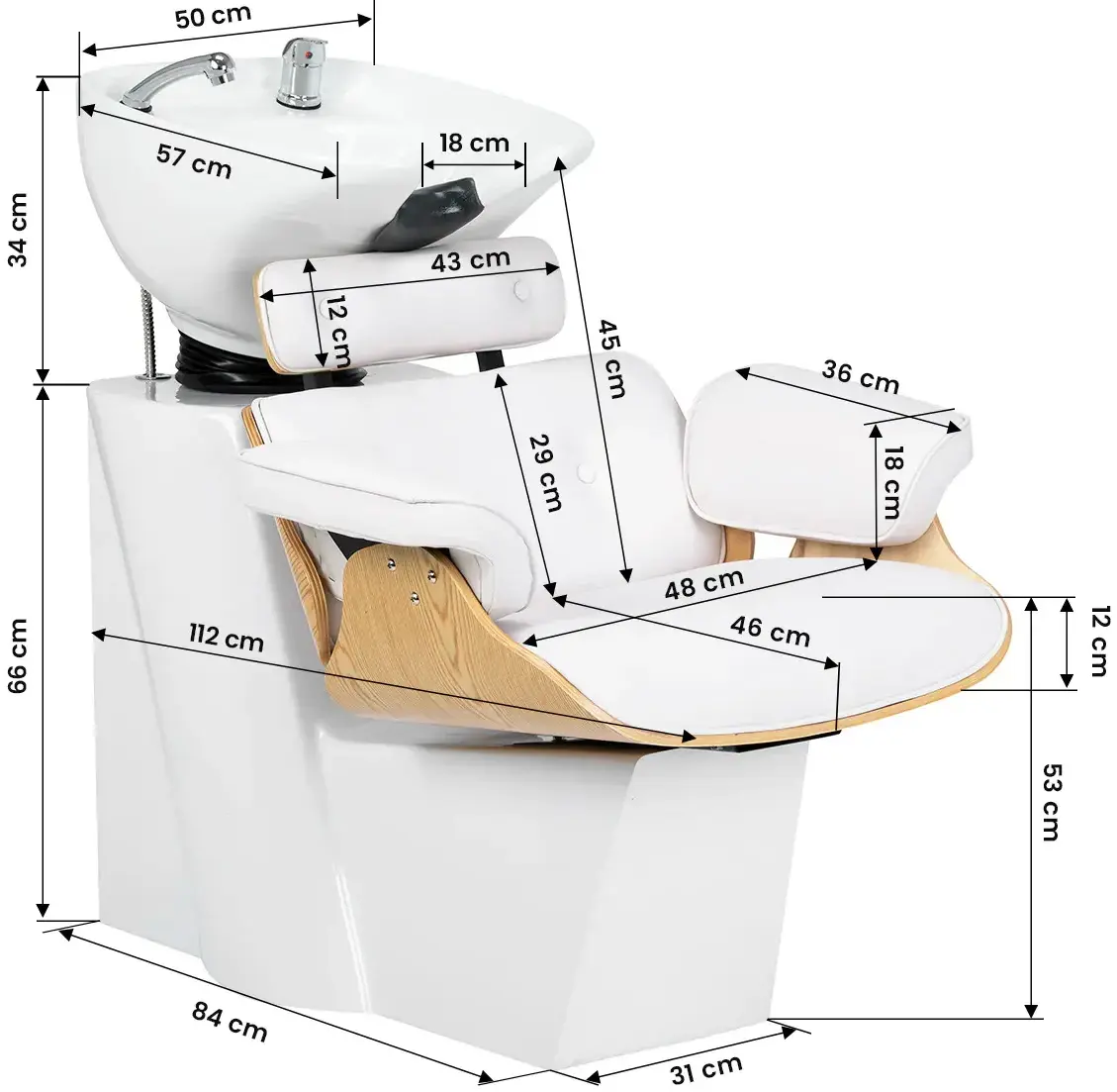 Кресло парикмахерское Gabbiano Florencja 155655 (White/Natural) - 2