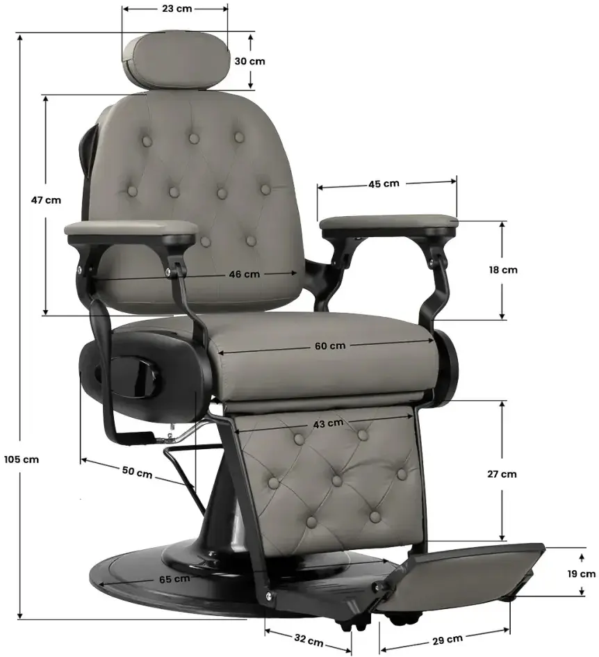 Кресло парикмахерское Gabbiano Francesco 155769 (Grey/Black) - 5
