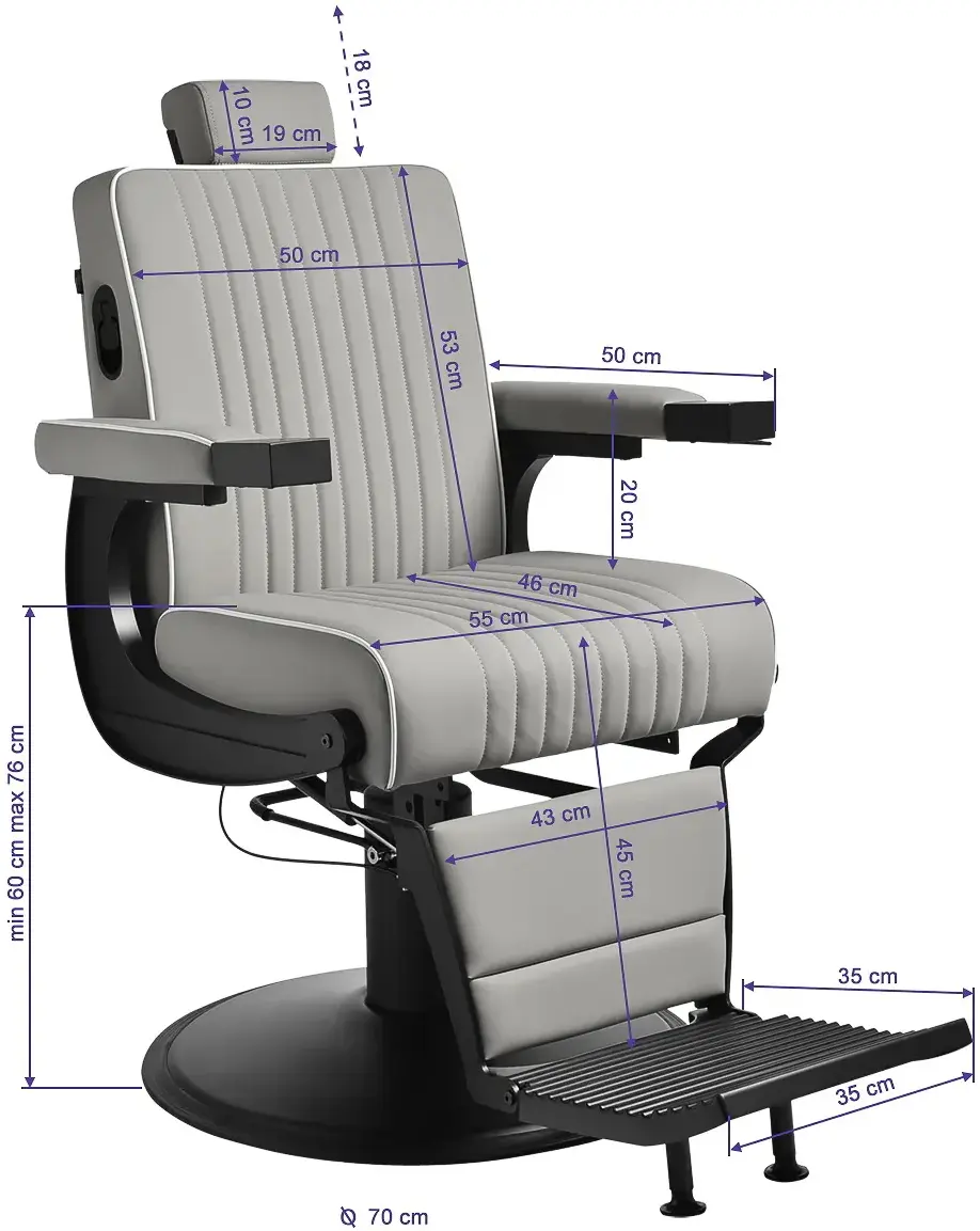 Fotoliu de coafor Gabbiano Levi 154192 (Grey/Black) - 3