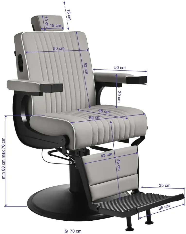 Fotoliu de coafor Gabbiano Levi 155574 (Grey/Black) - 3