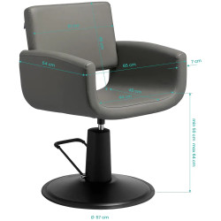 Fotoliu de coafor Gabbiano Mataro 154159 (Grey/Black) Thumb