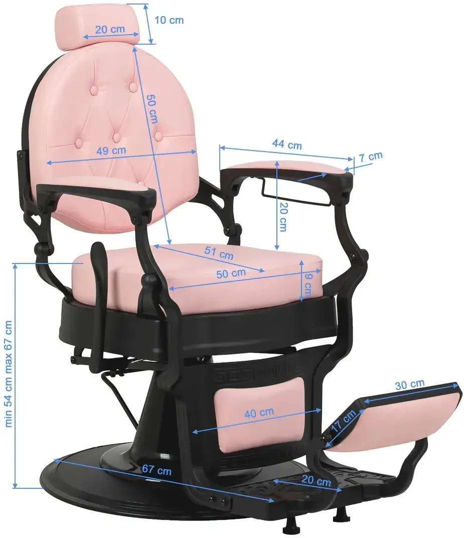 Fotoliu de coafor Gabbiano President 155248 (Pink/Black) - 11