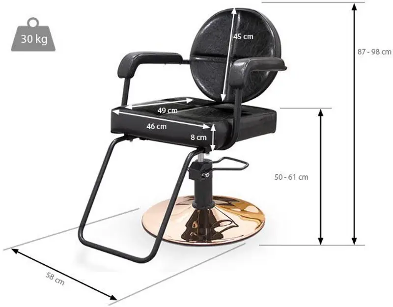 Кресло парикмахерское Quirumed Messina (Black) - 3