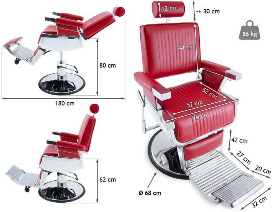 Кресло парикмахерское Quirumed Mississippi (Red) - 4