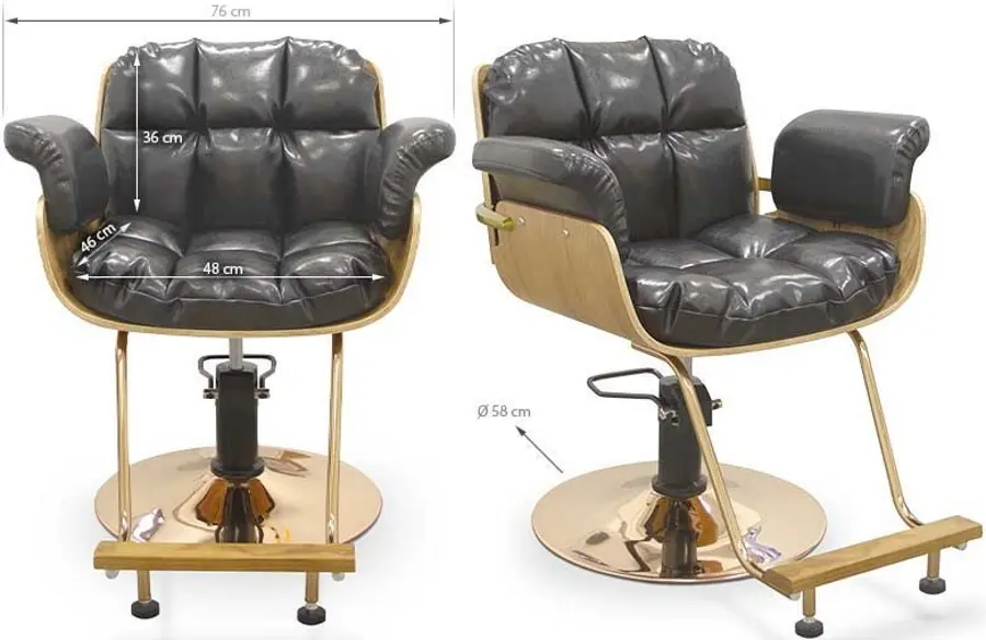 Кресло парикмахерское Quirumed Salerno (Black/Gold) - 3