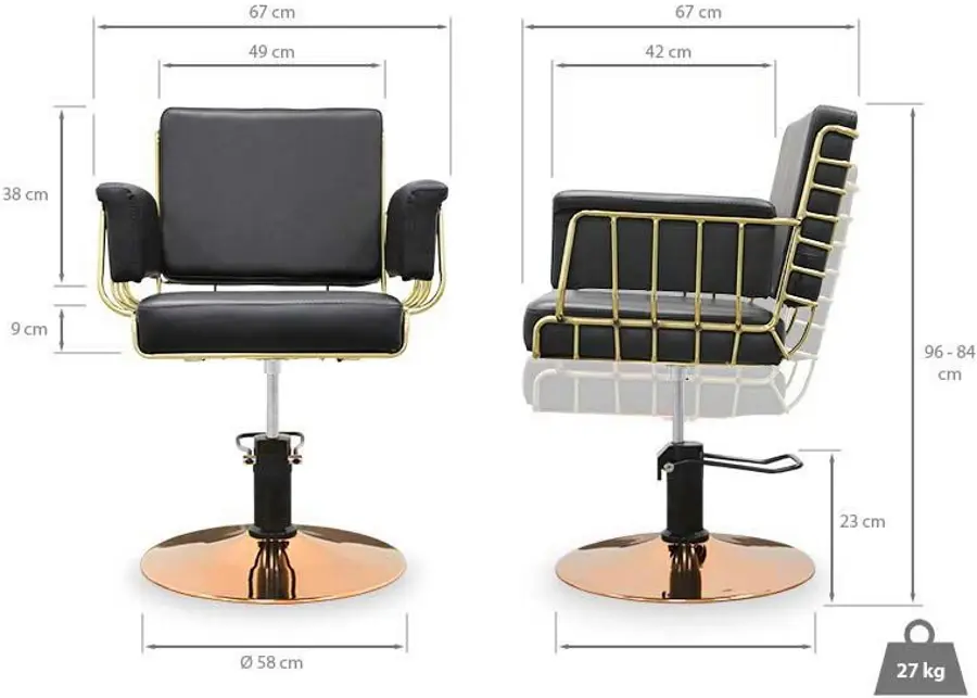 Кресло парикмахерское Quirumed Varsovia (Black/Gold) - 4