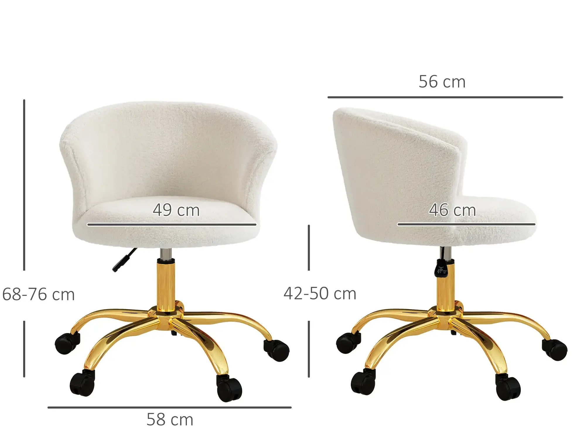 Кресло Vinsetto 921-679V01GD (White/Gold) - 3