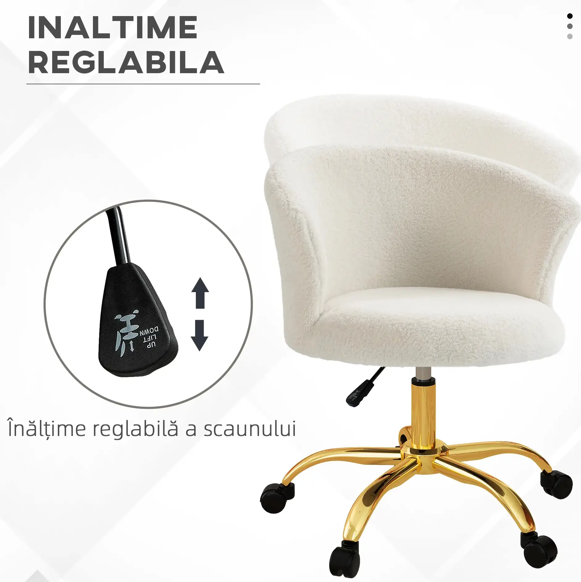 Кресло Vinsetto 921-679V01GD (White/Gold) - 5