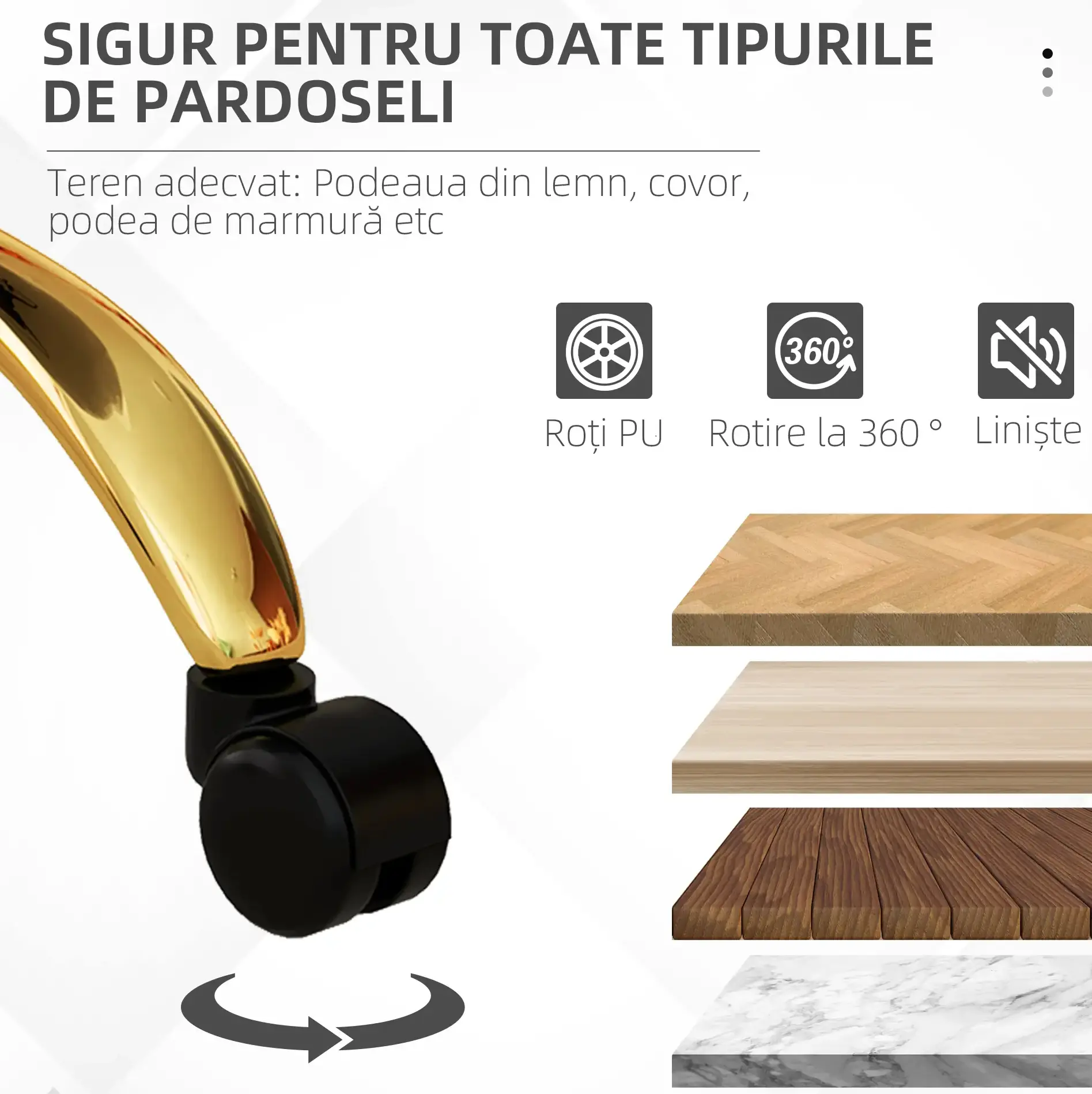 Кресло Vinsetto 921-679V01GD (White/Gold) - 7