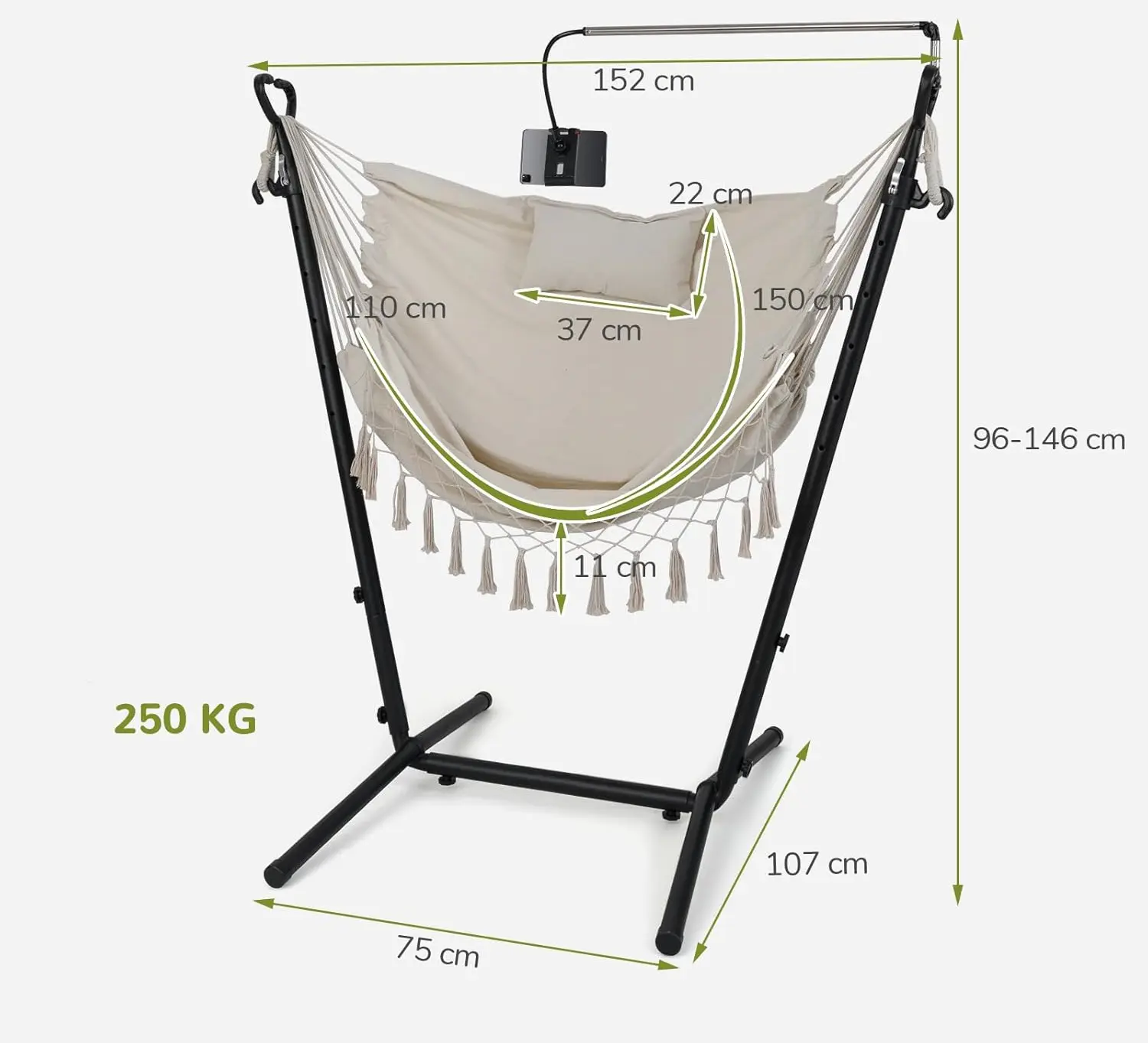 Кресло подвесное Costway NP10958BE (Beige) - 2