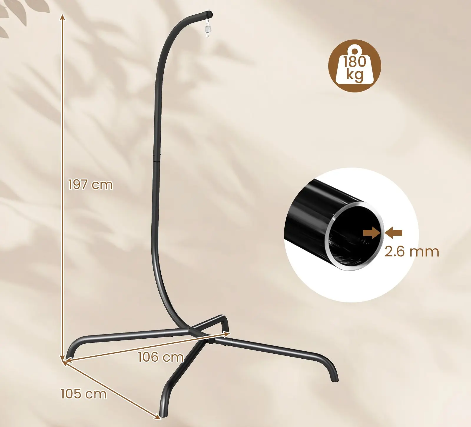 Cadru pentru fotoliu balansoar Costway NP12621-A (Black) - 3