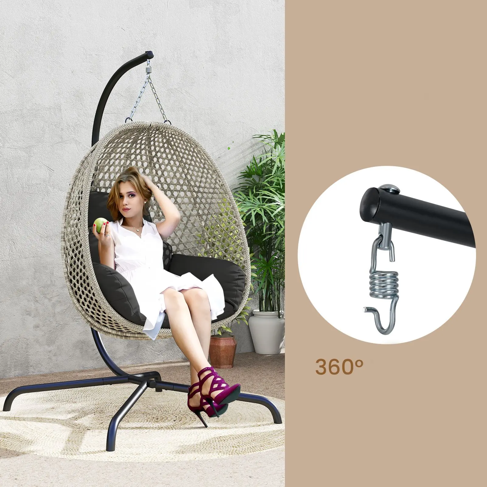 Cadru pentru fotoliu balansoar Costway NP12621-A (Black) - 4