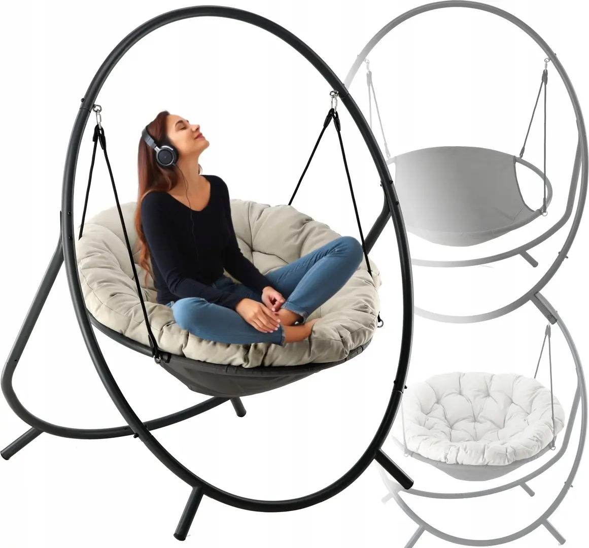 Кресло подвесное GardenLine FAT9927 (Grey/Beige) - 5