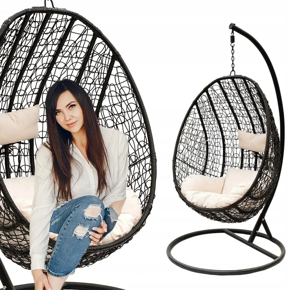 Fotoliu-cocon Jumi Mateo (Black/Beige)