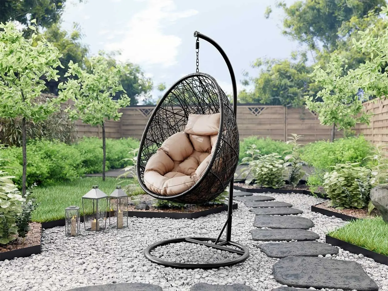 Fotoliu-cocon Mirjan24 Musarika/Fogo (Black/Cream) - 4