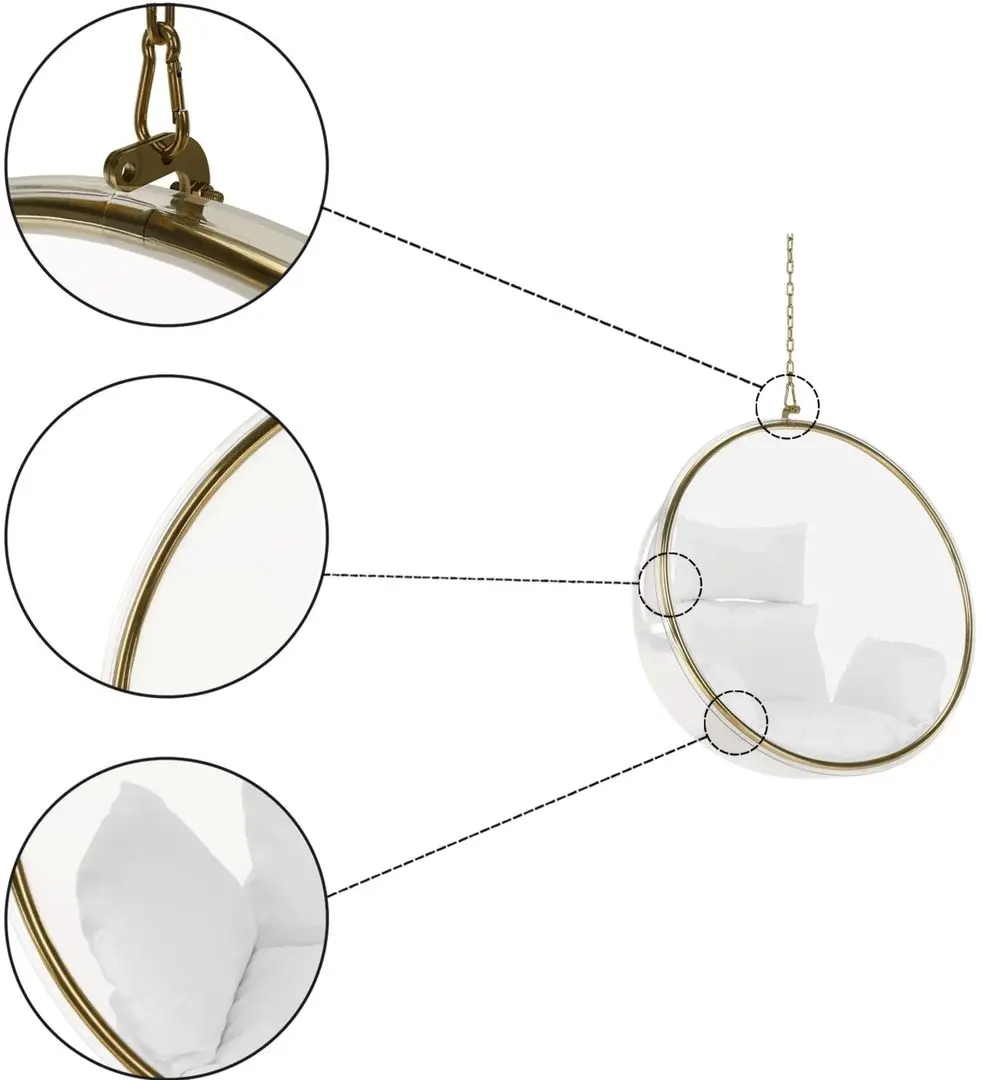 Fotoliu suspendat Tempo Kondela Bubble New Tip 1 106 (Transparent/Golden/White)