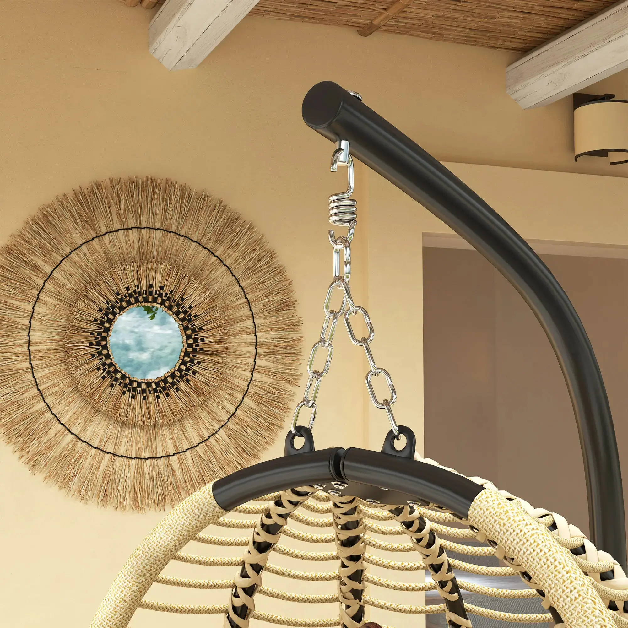 Кресло-кокон Outsunny 84A-304V00BG (Beige/Black) - 4