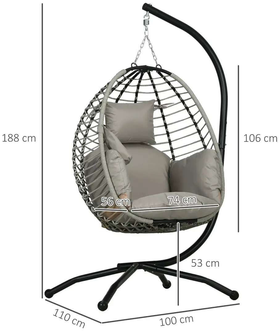 Кресло-кокон Outsunny 84A-304V00GY (Grey)