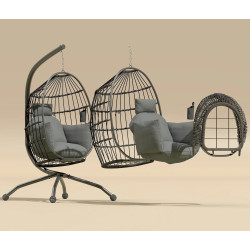 Fotoliu-cocon Outsunny 84A-345V00BK (Black/Dark Grey) Thumb